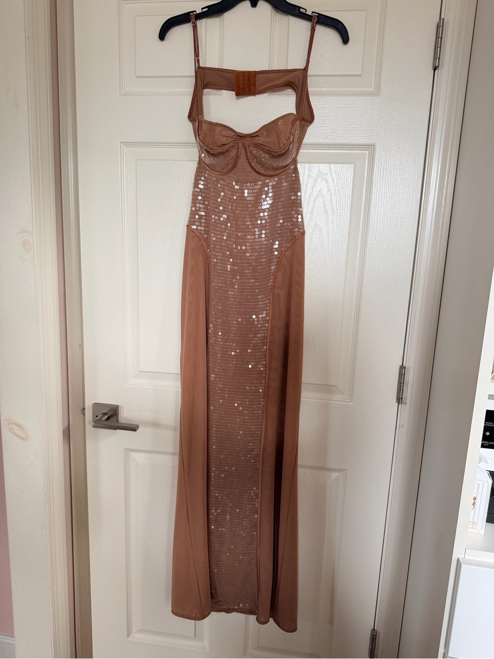 House of CB Bronze Sequin Bustier Maxi Dress